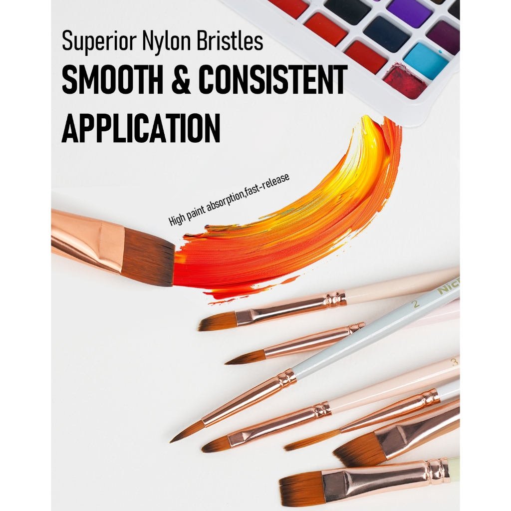 Nicpro 12 Bộ cọ vẽ nghệ sĩ, Bàn chải sơn Pastel thẩm mỹ Bàn chải sơn thủ công cho tranh Acrylic, dầu, màu nước, bầu, khí chất, mặt, cơ thể, đồ dùng nghệ thuật cho nghệ sĩ