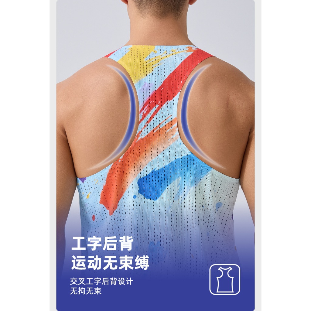 [Phong cách nhiều lớp] Sản phẩm mới Áo Vest chạy bộ ngoài trời phong cách nam Lưới có lỗ nhẹ thoáng khí Áo thun thể thao không tay Thể dục Marathon Quần áo khô nhanh