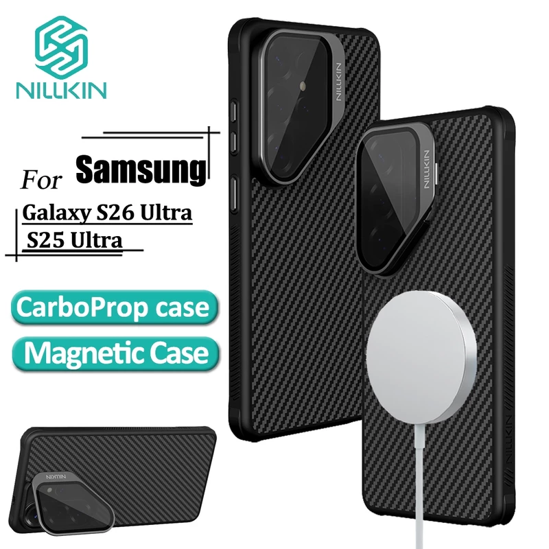 Ốp điện thoại kim loại TPU Nillkin Aramid Fiber cho Samsung Galaxy S26 Ultra với MagSafe, Chân đế ống kính kim loại & Nút cảm ứng chính hãng — ảnh 1