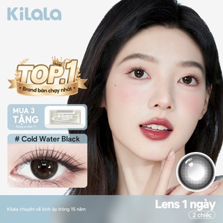 Kính áp tròng Kilala lens 1 ngày màu đen Cold Water Black DIA 14.5mm có độ (0-8) 2 chiếc