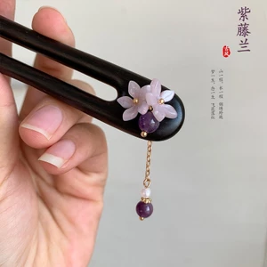 Kẹp Tóc Gỗ Mun Handmade Phù Hợp Với Sườn Xám Cổ Điển -Made in China