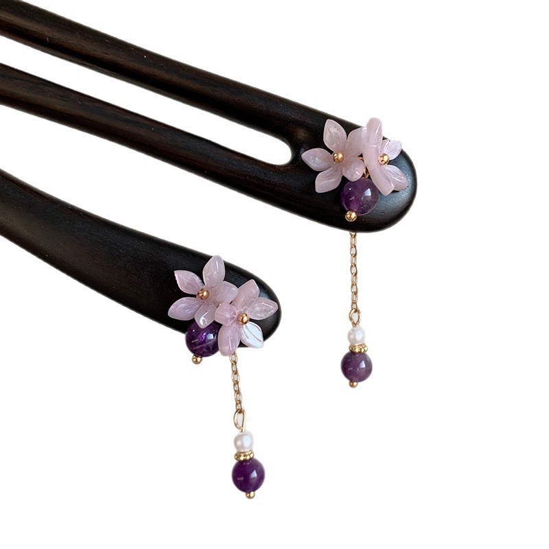 Kẹp Tóc Gỗ Mun Handmade Phù Hợp Với Sườn Xám Cổ Điển -Made in China