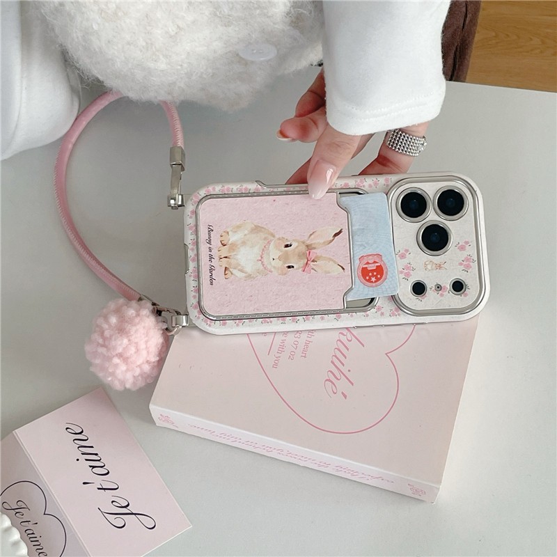 Ốp điện thoại chất liệu PU họa tiết thỏ iPhone 17 Pro max 16 Pro
