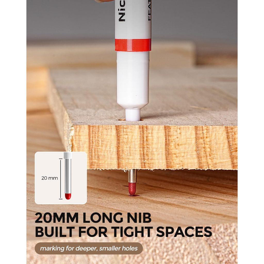 Nicpro 12 bút dạ đầu dài 20 mm, chống nước, khô nhanh cho kim loại, thép, ngói, kính, dụng cụ thợ mộc