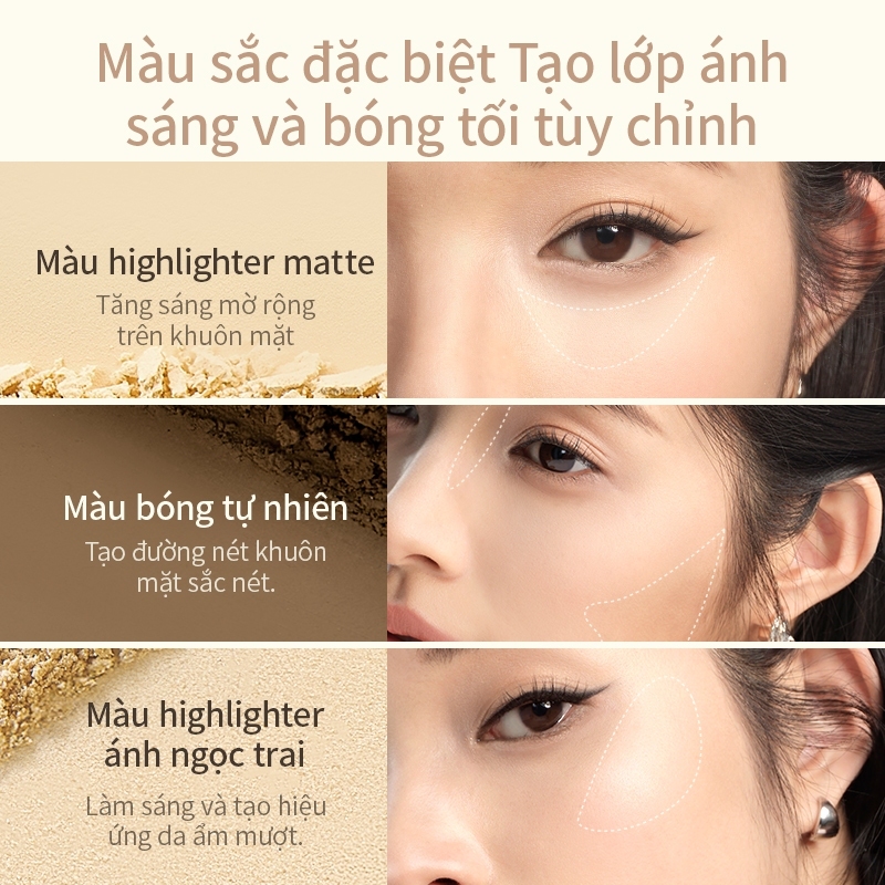[LIVE Combo 4] Mooekiss Trọn bộ mỹ phẩm trang điểm Son bóng, Phấn má hồng, Phấn mắt năm màu, Bảng viền