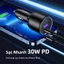 Ugreen 130W Bộ sạc ô tô USB Type C Cổng kép PD QC Sạc nhanh cho máy tính xách tay Bộ sạc điện thoại ô tô mờ cho iPhone 17 16 1514 13 pro Max 13 / 12 / 11 / XS / XS Max / XR / X / 8 / 8 plus / 7 / 7 plus