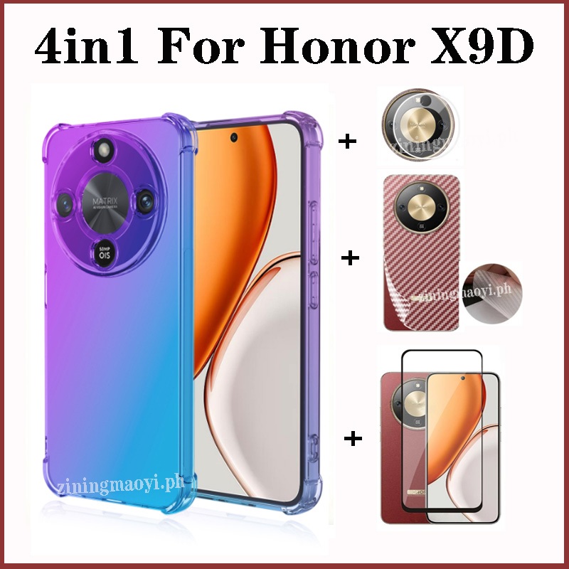 Ốp điện thoại chống sốc màu Gradient 4in1 Honor X9D cho Honor X7C X6C X8C X6B X7B X8B X6A X8A Phim kính cường lực + Phim ống kính + Phim mặt sau