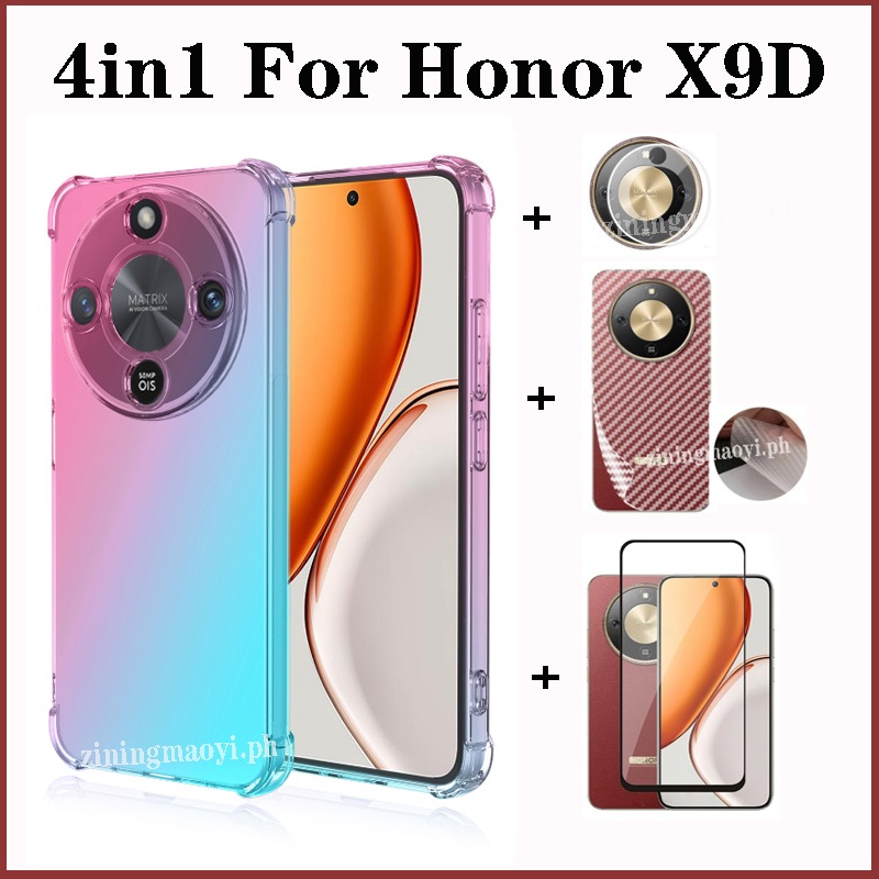 Ốp điện thoại chống sốc màu Gradient 4in1 Honor X9D cho Honor X7C X6C X8C X6B X7B X8B X6A X8A Phim kính cường lực + Phim ống kính + Phim mặt sau
