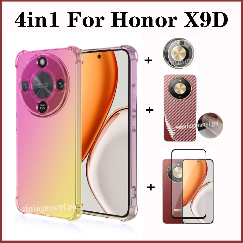 Ốp điện thoại chống sốc màu Gradient 4in1 Honor X9D cho Honor X7C X6C X8C X6B X7B X8B X6A X8A Phim kính cường lực + Phim ống kính + Phim mặt sau