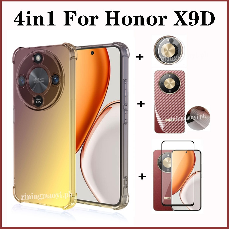 Ốp điện thoại chống sốc màu Gradient 4in1 Honor X9D cho Honor X7C X6C X8C X6B X7B X8B X6A X8A Phim kính cường lực + Phim ống kính + Phim mặt sau