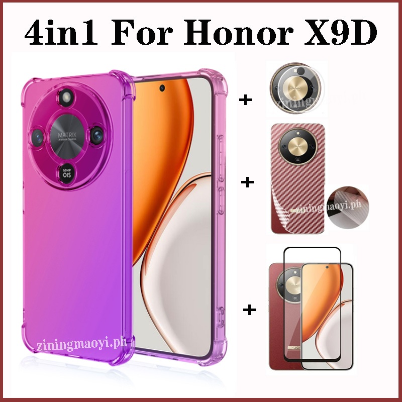 Ốp điện thoại chống sốc màu Gradient 4in1 Honor X9D cho Honor X7C X6C X8C X6B X7B X8B X6A X8A Phim kính cường lực + Phim ống kính + Phim mặt sau
