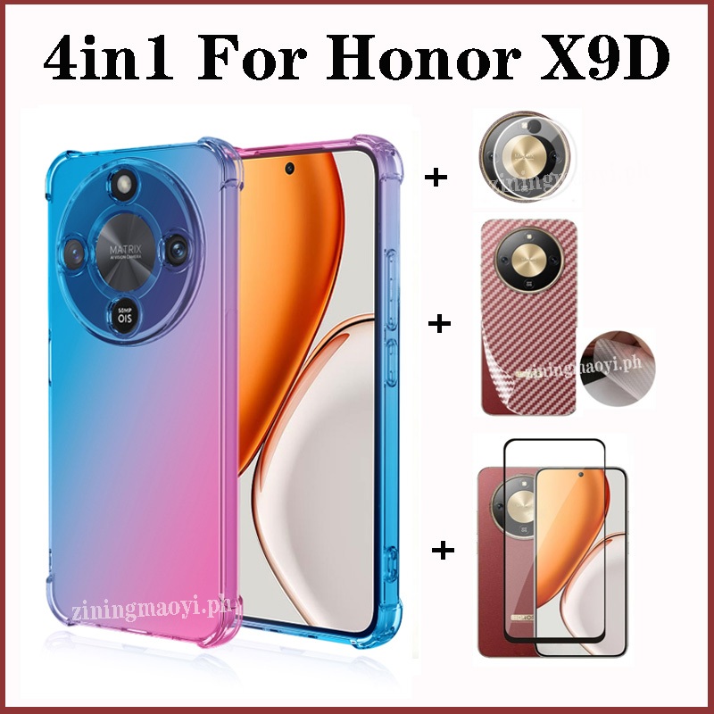 Ốp điện thoại chống sốc màu Gradient 4in1 Honor X9D cho Honor X7C X6C X8C X6B X7B X8B X6A X8A Phim kính cường lực + Phim ống kính + Phim mặt sau