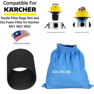 1 Bộ Túi Lọc Dệt Bọt Ướt Và Khô Tương Thích Với Karcher MV1 WD1 WD2