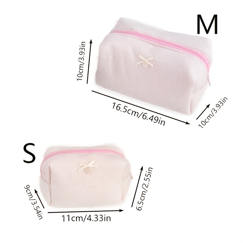 Túi đựng đồ vải mềm nơ trái tim đơn sắc khóa kéo tiện mang mỹ phẩm tắm đi làm dành cho nữ