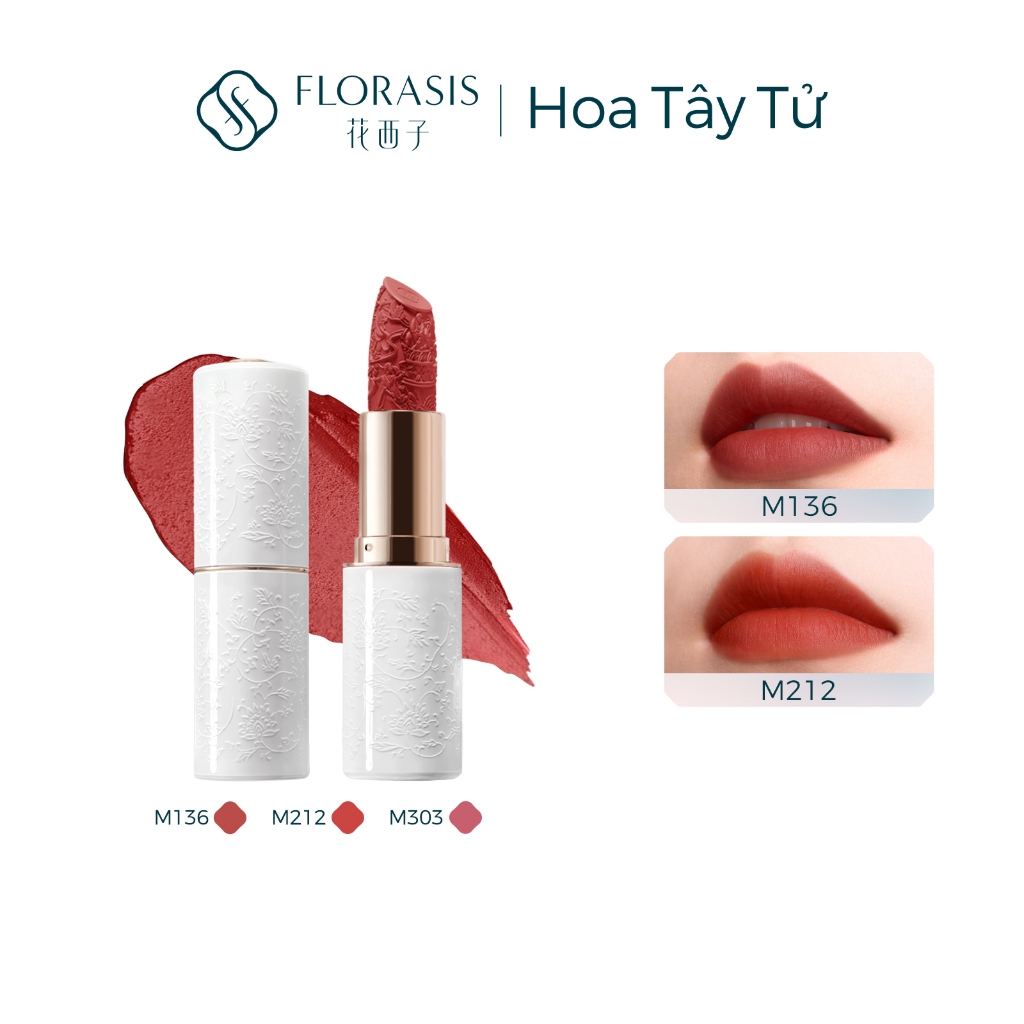 Florasis ( Hoa Tây Tử) Son Blooming Rouge Porcelain – Chất nhung nhẹ tênh, lì mềm mịn, bền màu lâu trôi