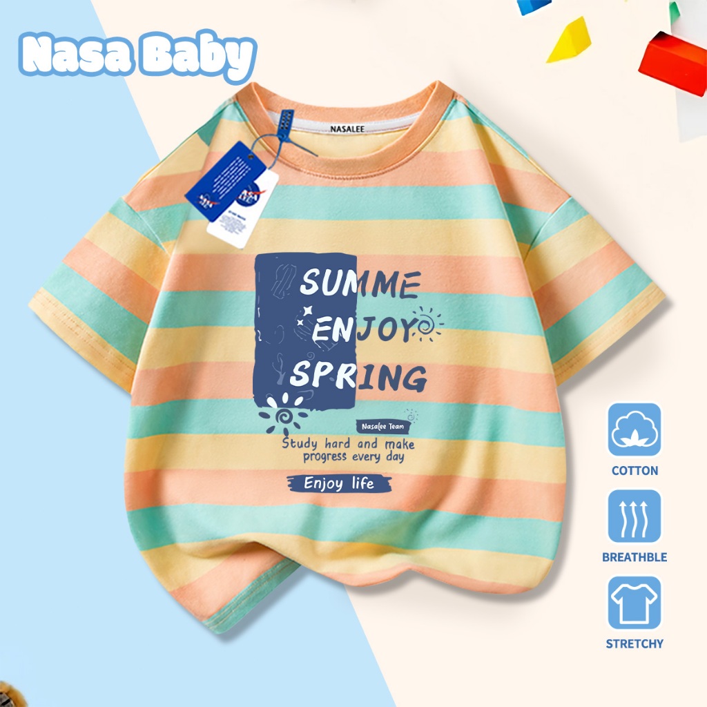 🚀Xu hướng hot 2026🚀 Áo thun trẻ em họa tiết chữ NASA 100% chất liệu cotton Unisex Giao hàng ngay