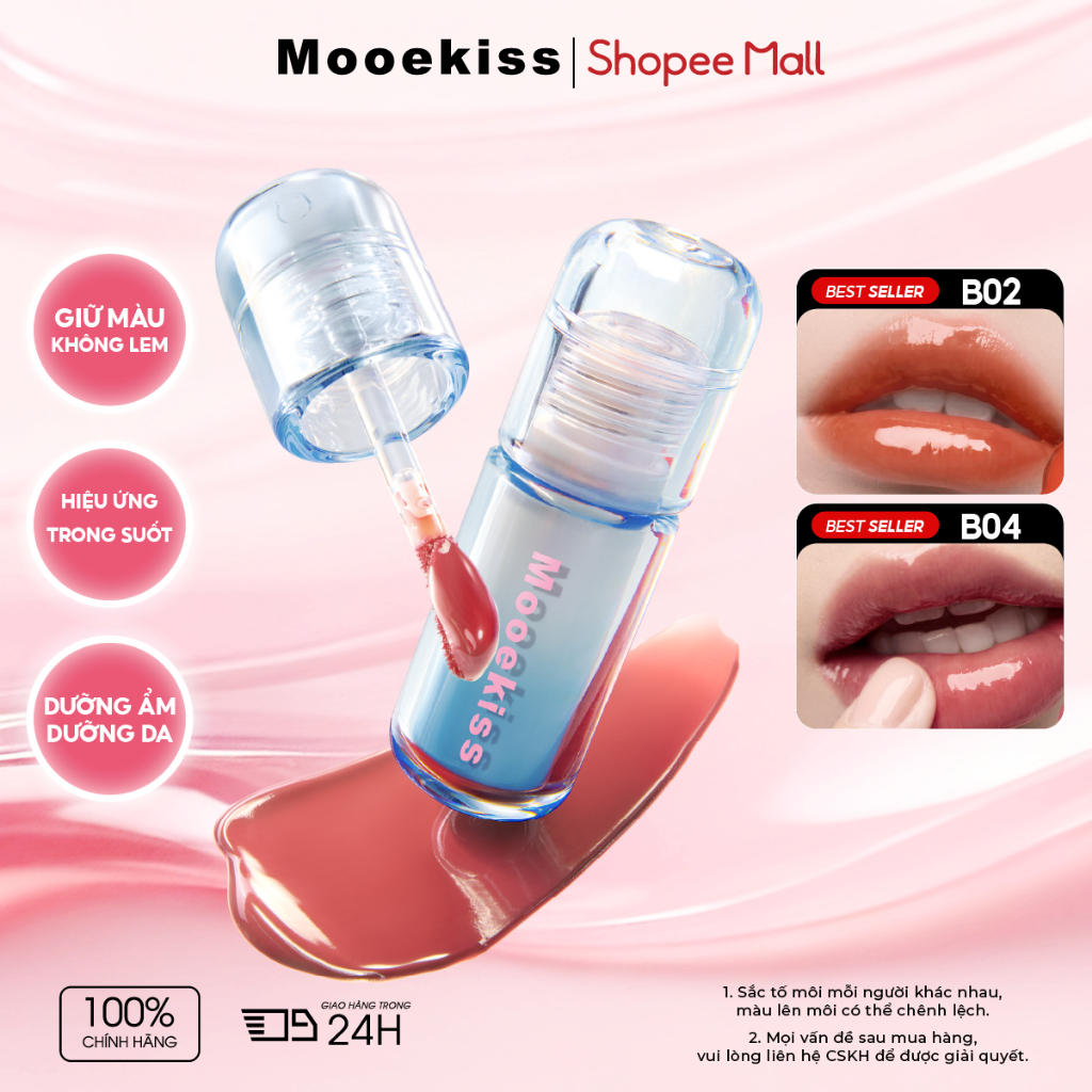 Son Môi Tint Bóng Căng Mọng Ngọt Ngào Như Thạch Mooekiss, Giữ Màu Lâu Trôi 2.7g
