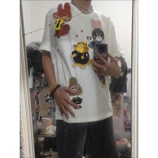 M-4XL Size Lớn Top Nữ Động Vật Điên 100% Cotton Áo Thun Tay Ngắn Mùa Hè Áo Thun Nam Nữ Sinh Viên Rời Top Cặp Đôi Nửa Tay Ngọt Ngào Top Hợp Thời Trang Plus Size Quần Áo Nữ