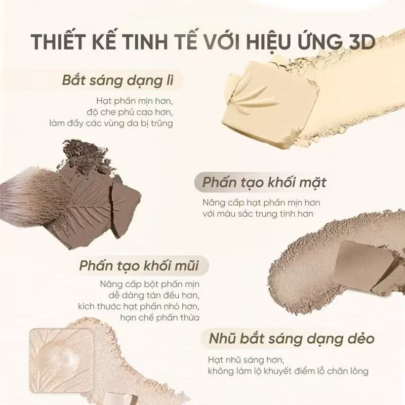 💎【Adel Floro & Co.】Bảng Tạo Khối 4 Màu | Kem chuyển phấn, Chống nước, Che phủ tối ưu, Highlight nhũ