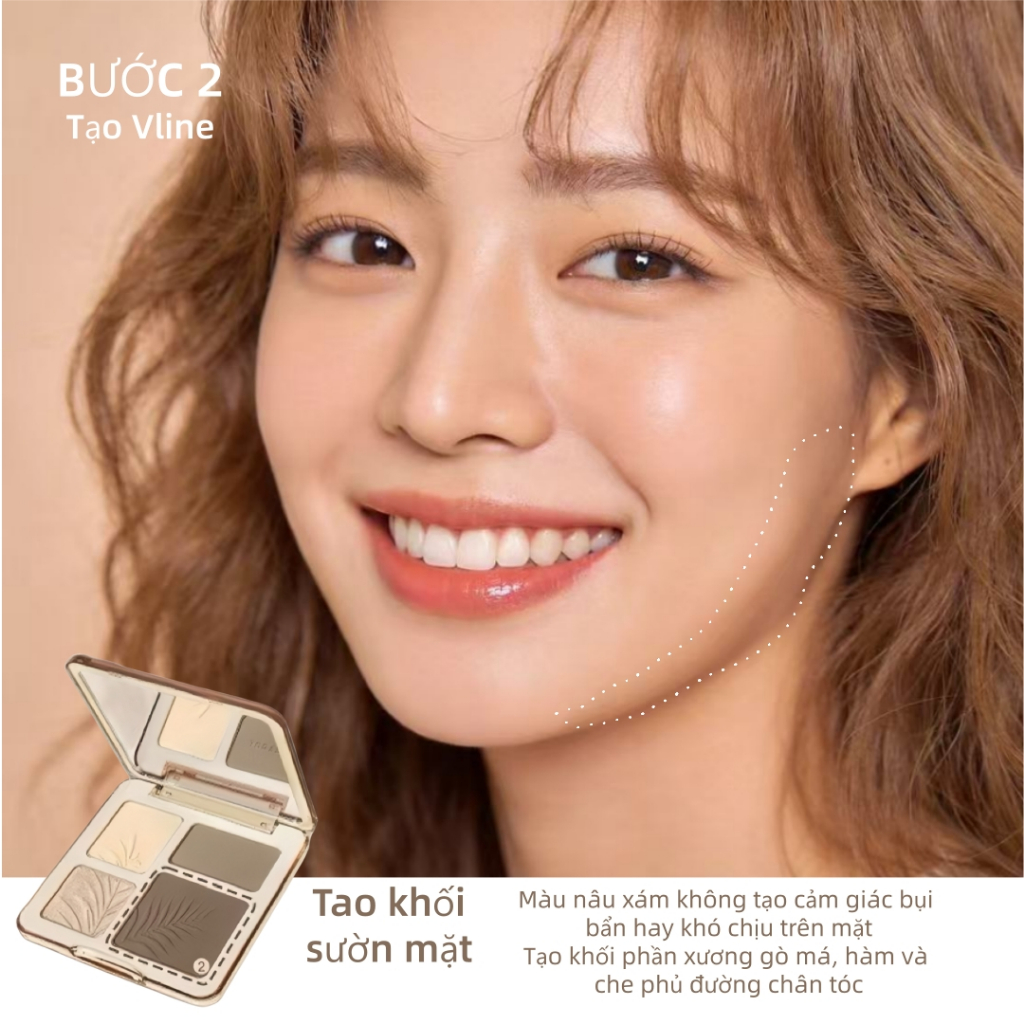 💎【Adel Floro & Co.】Bảng Tạo Khối 4 Màu | Kem chuyển phấn, Chống nước, Che phủ tối ưu, Highlight nhũ