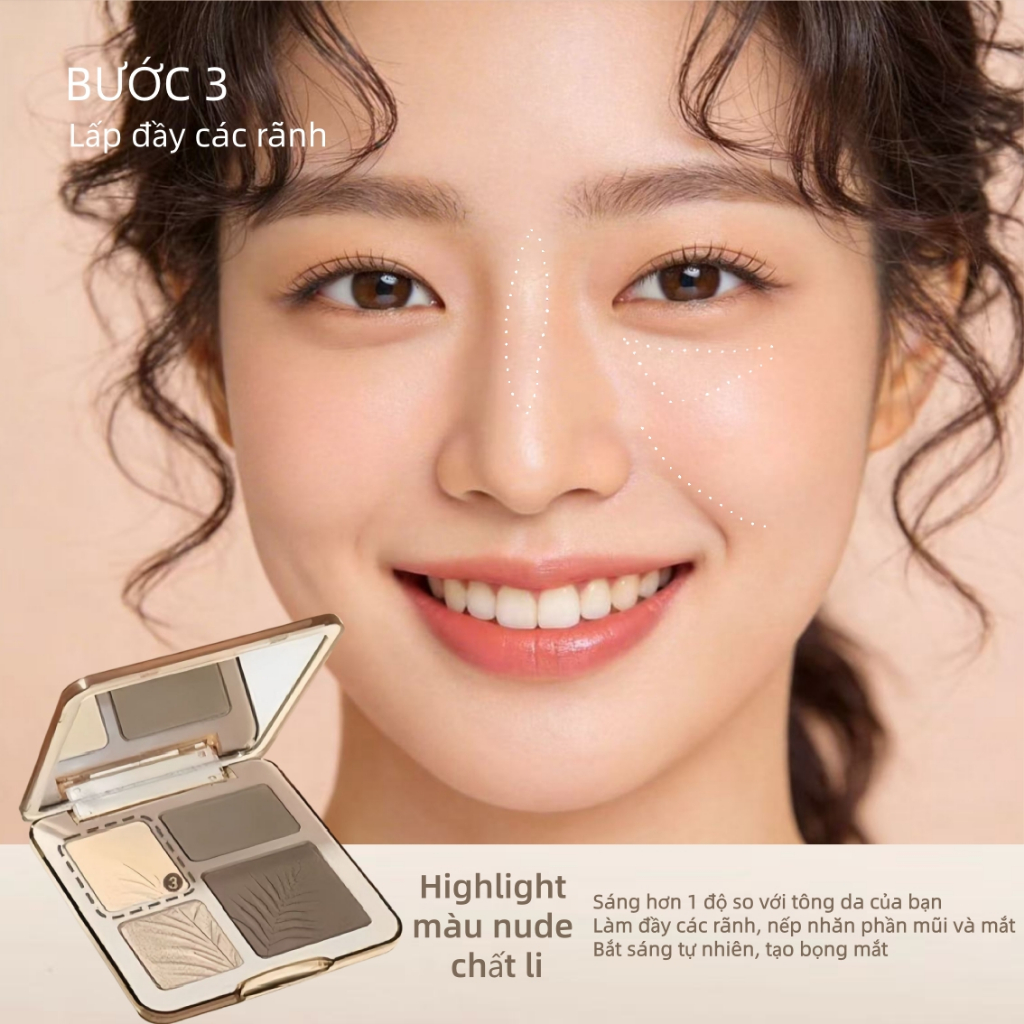 💎【Adel Floro & Co.】Bảng Tạo Khối 4 Màu | Kem chuyển phấn, Chống nước, Che phủ tối ưu, Highlight nhũ