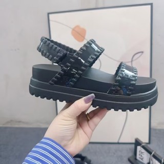 Giày nữ Brazil Melissa Giày đế dày Giày sandal Velcro La Mã rỗng thông thường