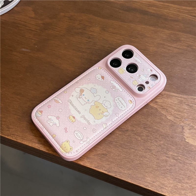 Ốp điện thoại chất liệu PU họa tiết chó Pudding cho iPhone 17 Pro Max