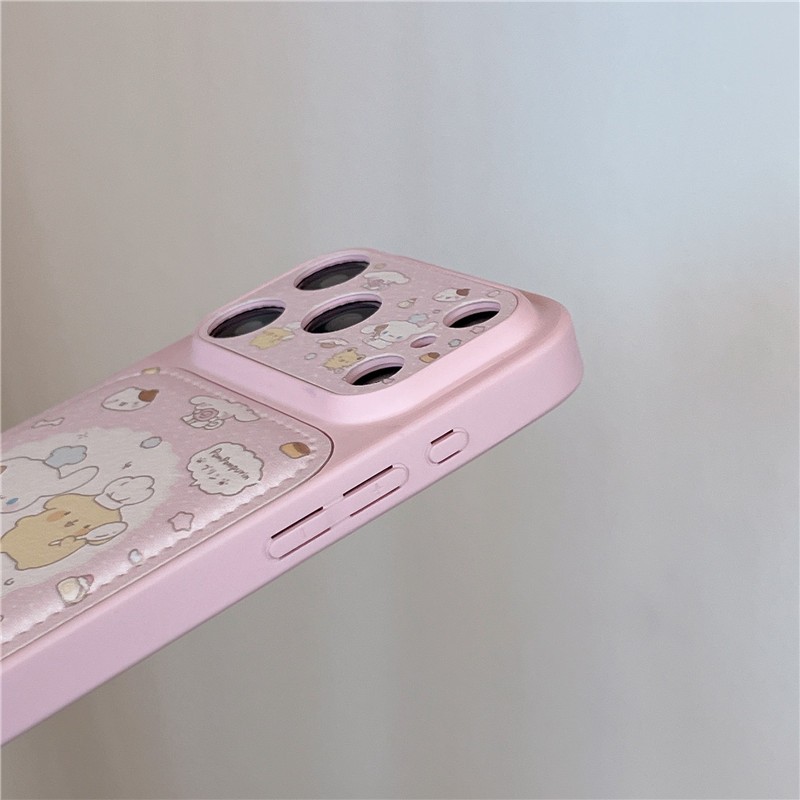 Ốp điện thoại chất liệu PU họa tiết chó Pudding cho iPhone 17 Pro Max