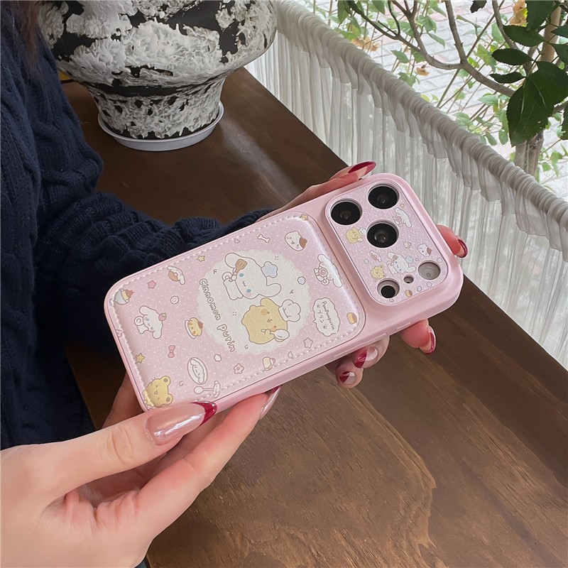 Ốp điện thoại chất liệu PU họa tiết chó Pudding cho iPhone 17 Pro Max