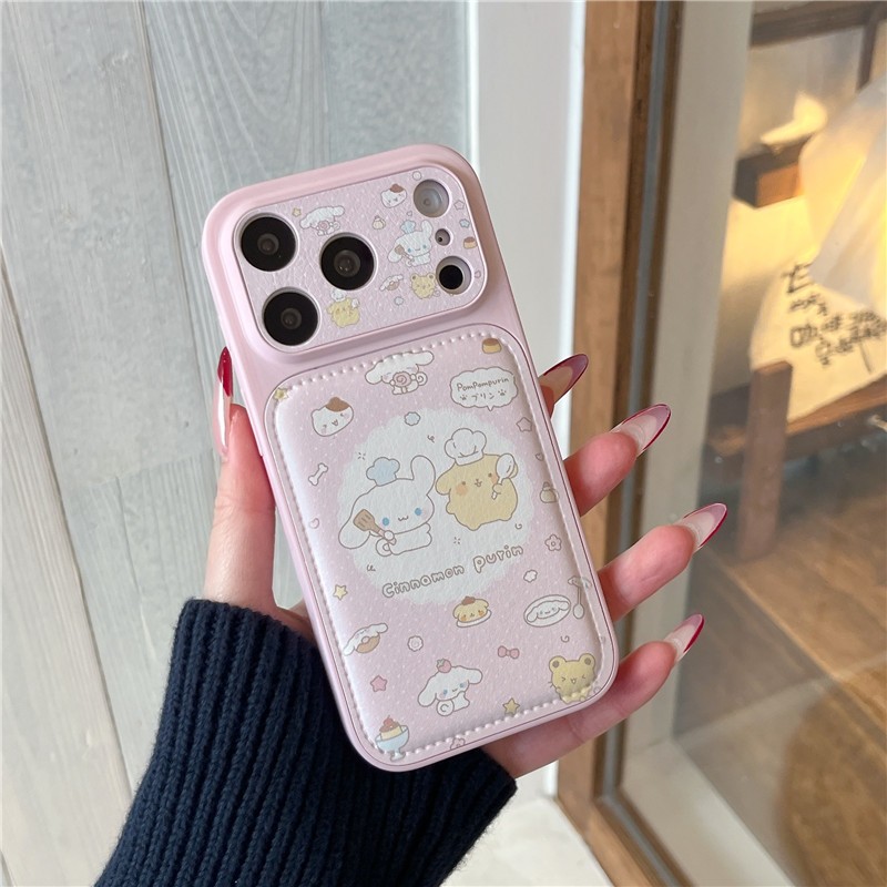 Ốp điện thoại chất liệu PU họa tiết chó Pudding cho iPhone 17 Pro Max