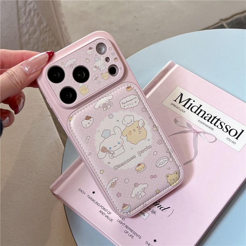 Ốp điện thoại chất liệu PU họa tiết chó Pudding cho iPhone 17 Pro Max