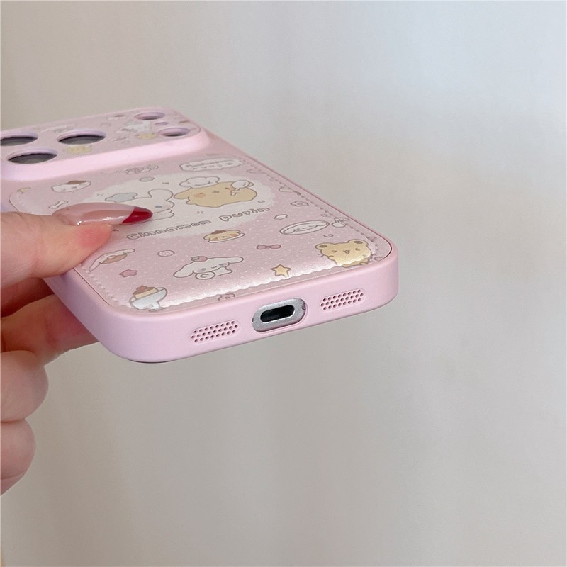 Ốp điện thoại chất liệu PU họa tiết chó Pudding cho iPhone 17 Pro Max
