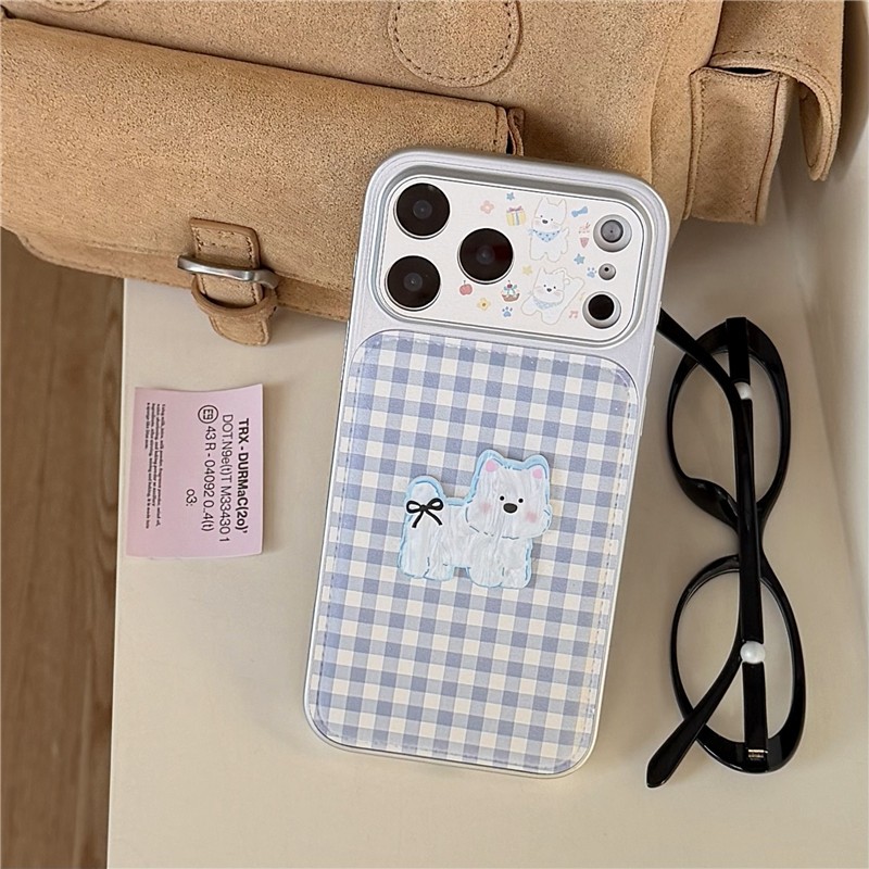 Ốp điện thoại chất liệu PU họa tiết chó kẻ sọc iPhone 17 Pro Max