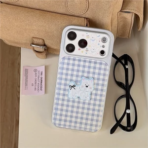 Ốp điện thoại chất liệu PU họa tiết chó kẻ sọc iPhone 17 Pro Max