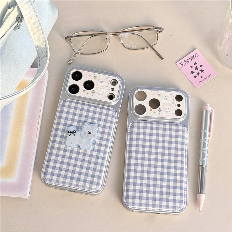 Ốp điện thoại chất liệu PU họa tiết chó kẻ sọc iPhone 17 Pro Max