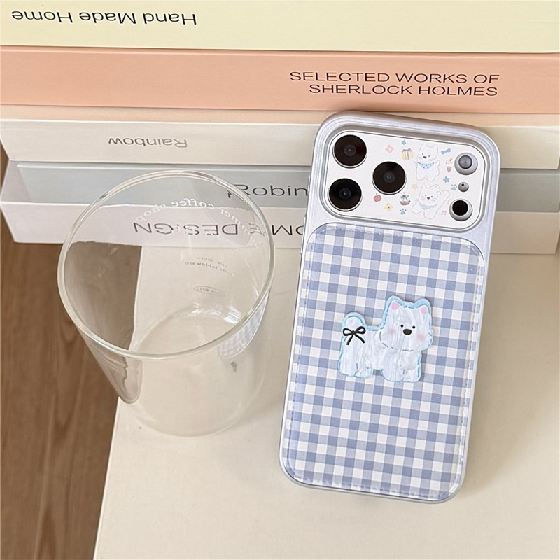 Ốp điện thoại chất liệu PU họa tiết chó kẻ sọc iPhone 17 Pro Max