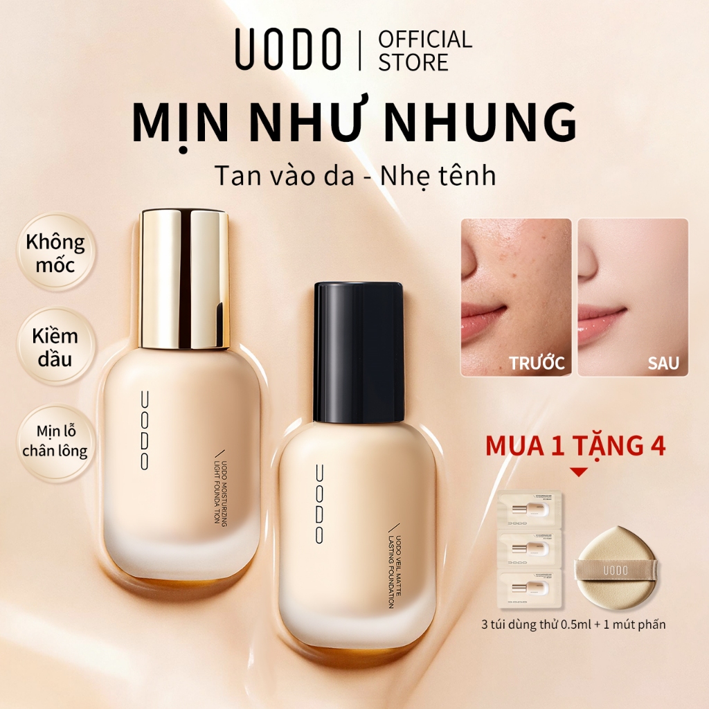 Kem nền UODO che phủ hoàn hảo Lâu trôi suốt 24h Kiềm dầu hiệu quả Mịn da không vón cục 30g