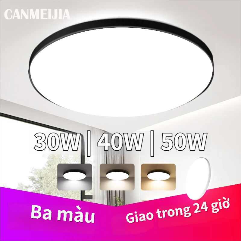 3 màu Led Đèn âm Trần Siêu Mỏng Hình Tròn Đèn Ốp Trần 30/40/60W Siêu Sáng Cho Phòng Khách / Phòng Ngủ / Phòng tắm Chiếu Sáng Gia Đình 220V