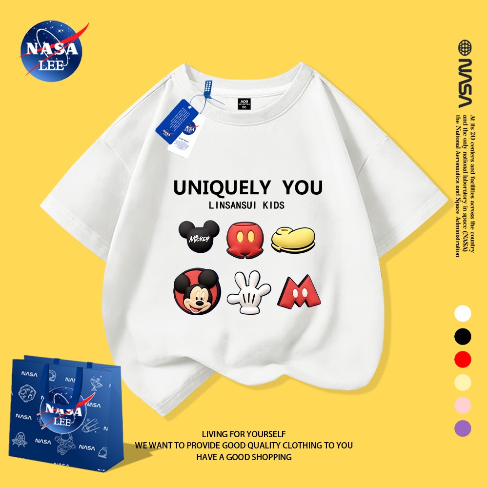 NASA Nguyên Chất Cotton Ngắn Tay 2026 Phong Cách Mới Trẻ Em Tay Ngắn Mềm Mại Thoải Mái Thời Trang Dễ Thương 1