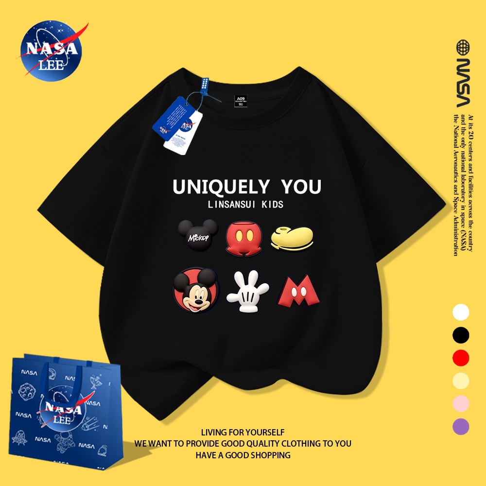NASA Nguyên Chất Cotton Ngắn Tay 2026 Phong Cách Mới Trẻ Em Tay Ngắn Mềm Mại Thoải Mái Thời Trang Dễ Thương 1
