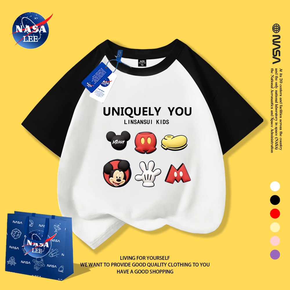 NASA Nguyên Chất Cotton Ngắn Tay 2026 Phong Cách Mới Trẻ Em Tay Ngắn Mềm Mại Thoải Mái Thời Trang Dễ Thương 1