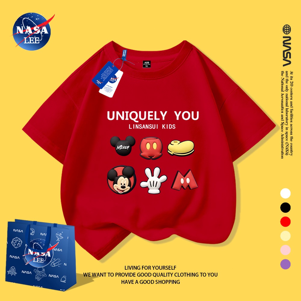NASA Nguyên Chất Cotton Ngắn Tay 2026 Phong Cách Mới Trẻ Em Tay Ngắn Mềm Mại Thoải Mái Thời Trang Dễ Thương 1