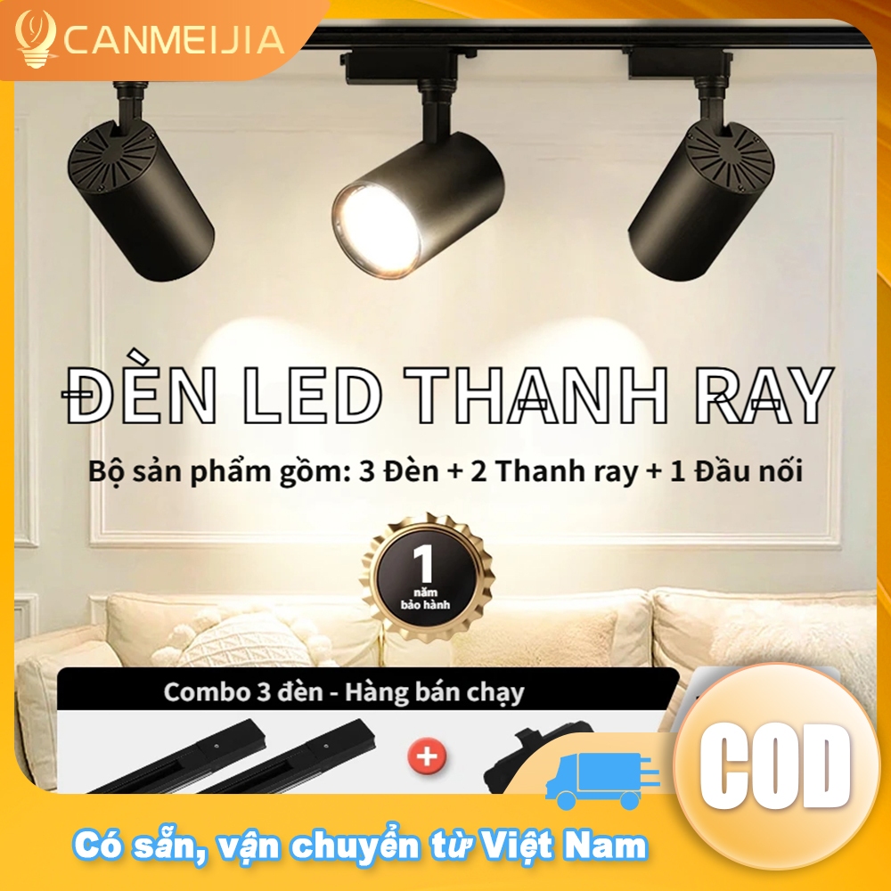 Đèn Rọi Ray COB Ống Bơ COMBO 4 Đèn 2 Thanh Ray Đèn Led Rọi Cob Đèn Trang Trí Quán Cà Phê Shop