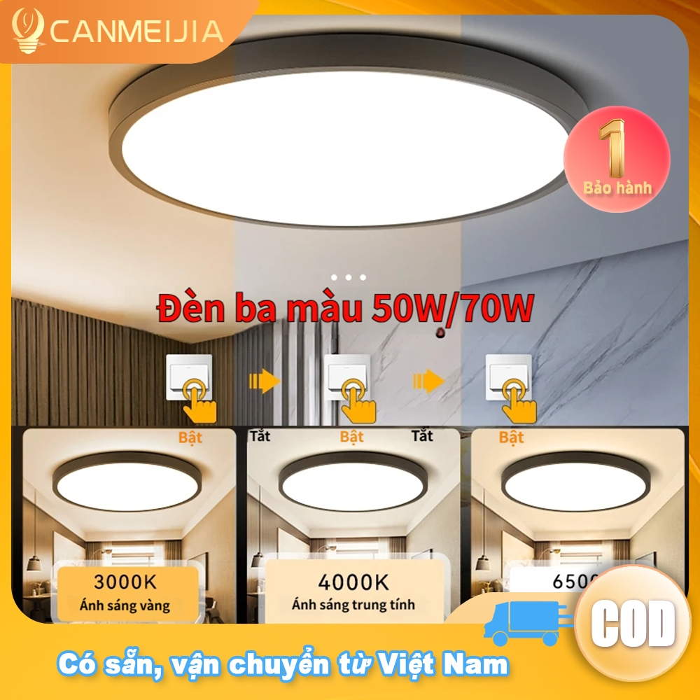 Đèn trần Led ba màu Đèn trần hiện đại 50W 60W 70W Đèn bảng điều khiển cho phòng ngủ Chiếu sáng phòng khách