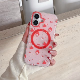 IPhone 17 Pro Max Strawberry Cat pattern Chất liệu TPU IMD craft Vỏ điện thoại in hai lớp