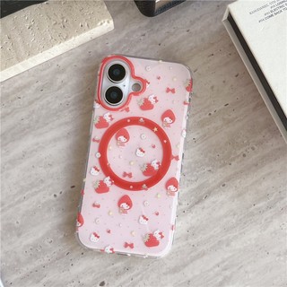 IPhone 17 Pro Max Strawberry Cat pattern Chất liệu TPU IMD craft Vỏ điện thoại in hai lớp