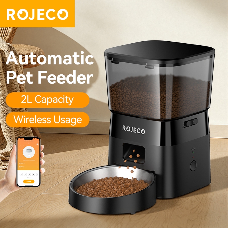 Nút nạp mèo tự động Rojeco / Phiên bản WIFI 2L Bộ nạp thú cưng hẹn giờ tự động cho mèo