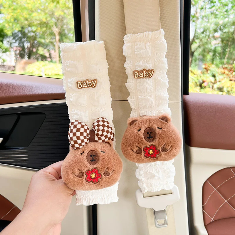 Dễ thương tình yêu chó con dây an toàn ô tô miếng đệm vai dễ thương nội thất ô tô cô gái