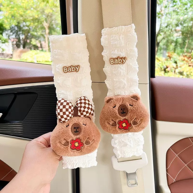 Dễ thương tình yêu chó con dây an toàn ô tô miếng đệm vai dễ thương nội thất ô tô cô gái