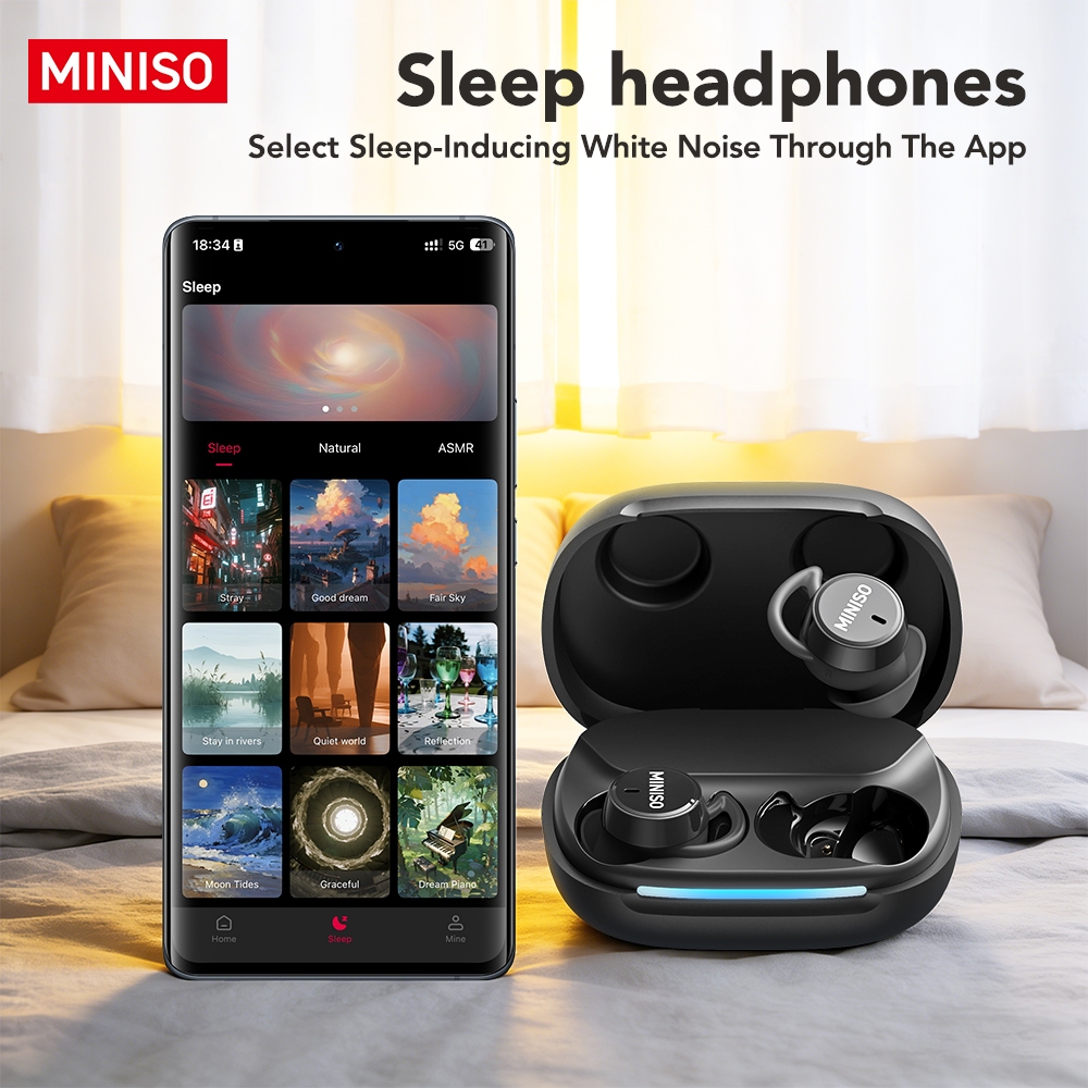 MINISO MS217 Tai nghe Bluetooth  Công nghệ AI dịch thuật 134 ngôn ngữ  Chống ồn chủ động ANC Hỗ trợ giấc ngủ  siêu nhẹ Âm thanh HiFi Chống nước IPX5 | BigBuy360 - bigbuy360.vn